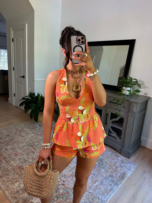 Tropical Fruit Paradise Halter Top