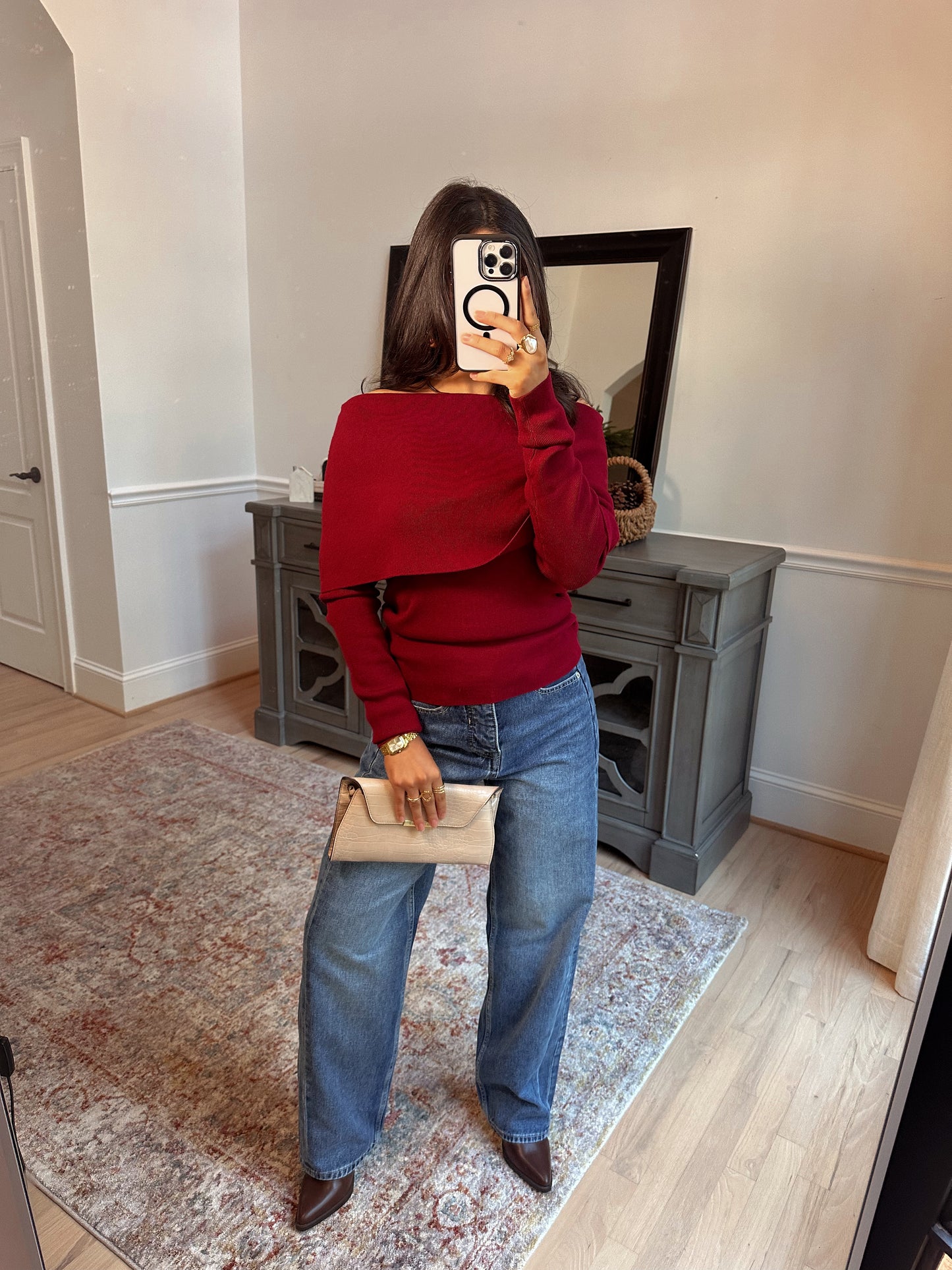 Apple Orchard Burgundy Knit Top