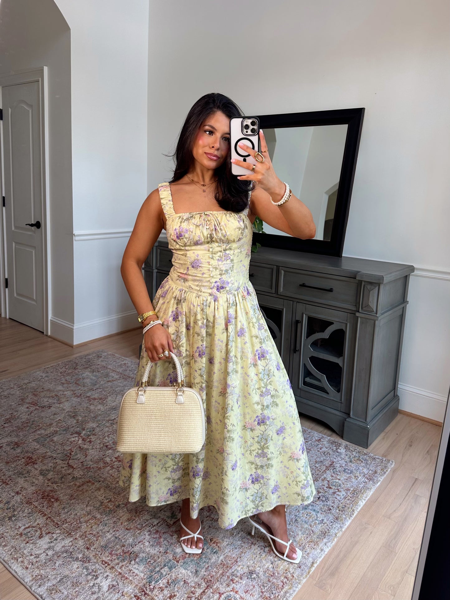 Spring Garden Bustier Midi Dress
