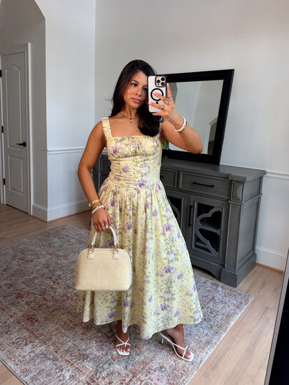 Spring Garden Bustier Midi Dress