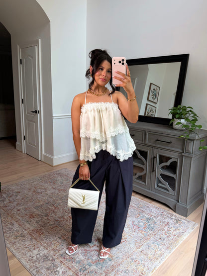 Coconut Lace Ruffle Top