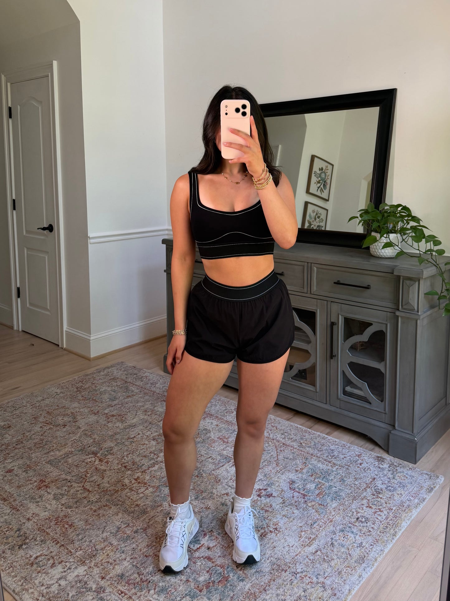 Black Contour Running Shorts