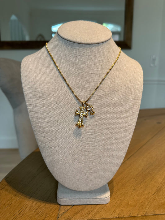 Big & Little Cross Necklace (Water Resistant)