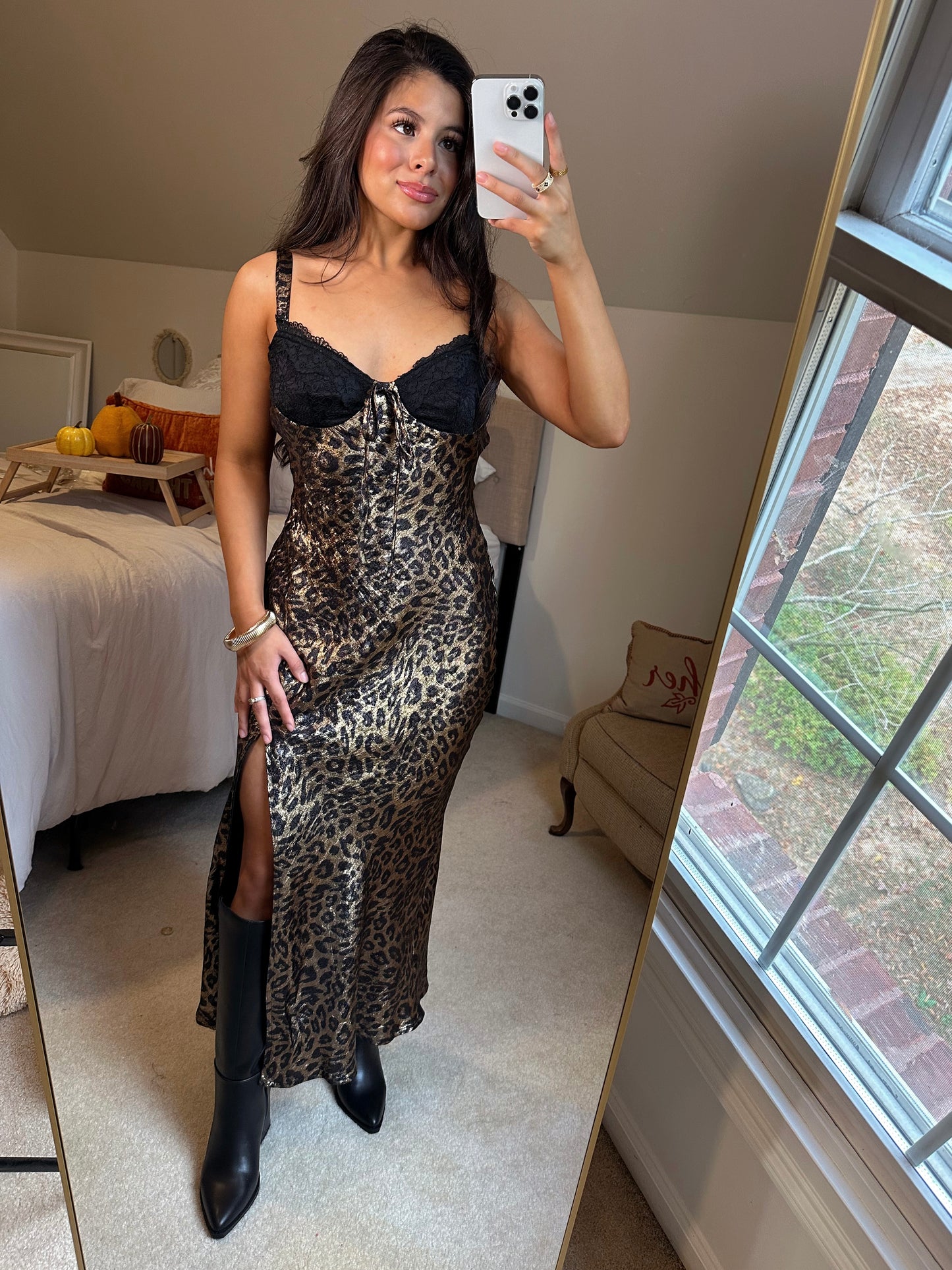 Black Lace Shimmer Leopard Dress