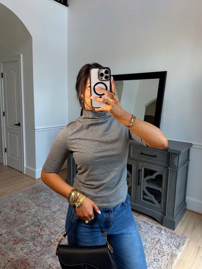 Aurelia Grey Mockneck Top