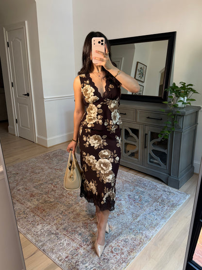 Autumn Garden Satin Top & Skirt Set