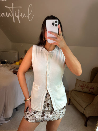Cream Button Up Vest