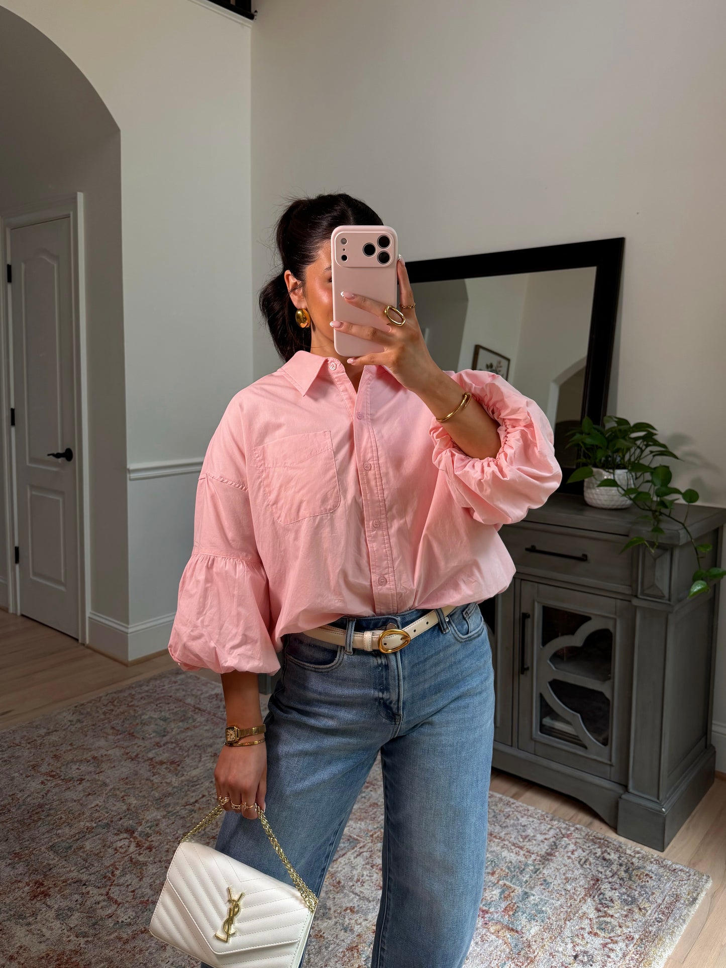 Peony Pink Bubble Hem Top