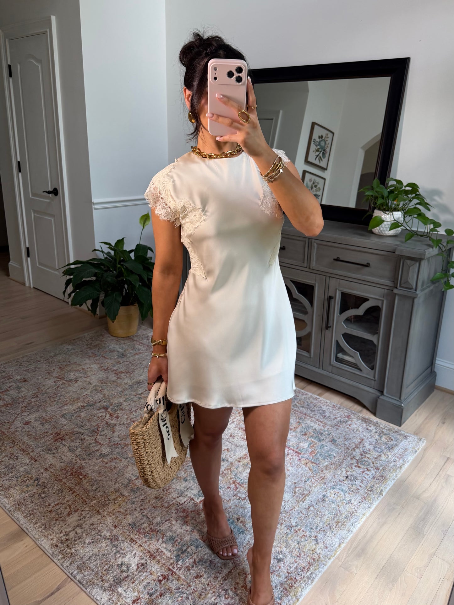Clara Satin Lace Mini Dress