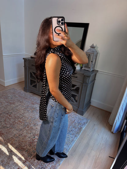 Parisian Polka Dot Scarf Top