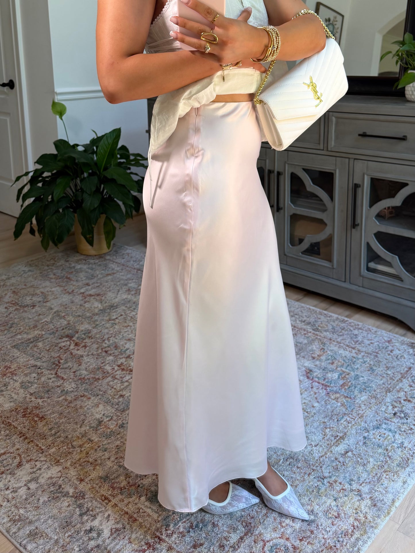 Peony Pink Satin Skirt