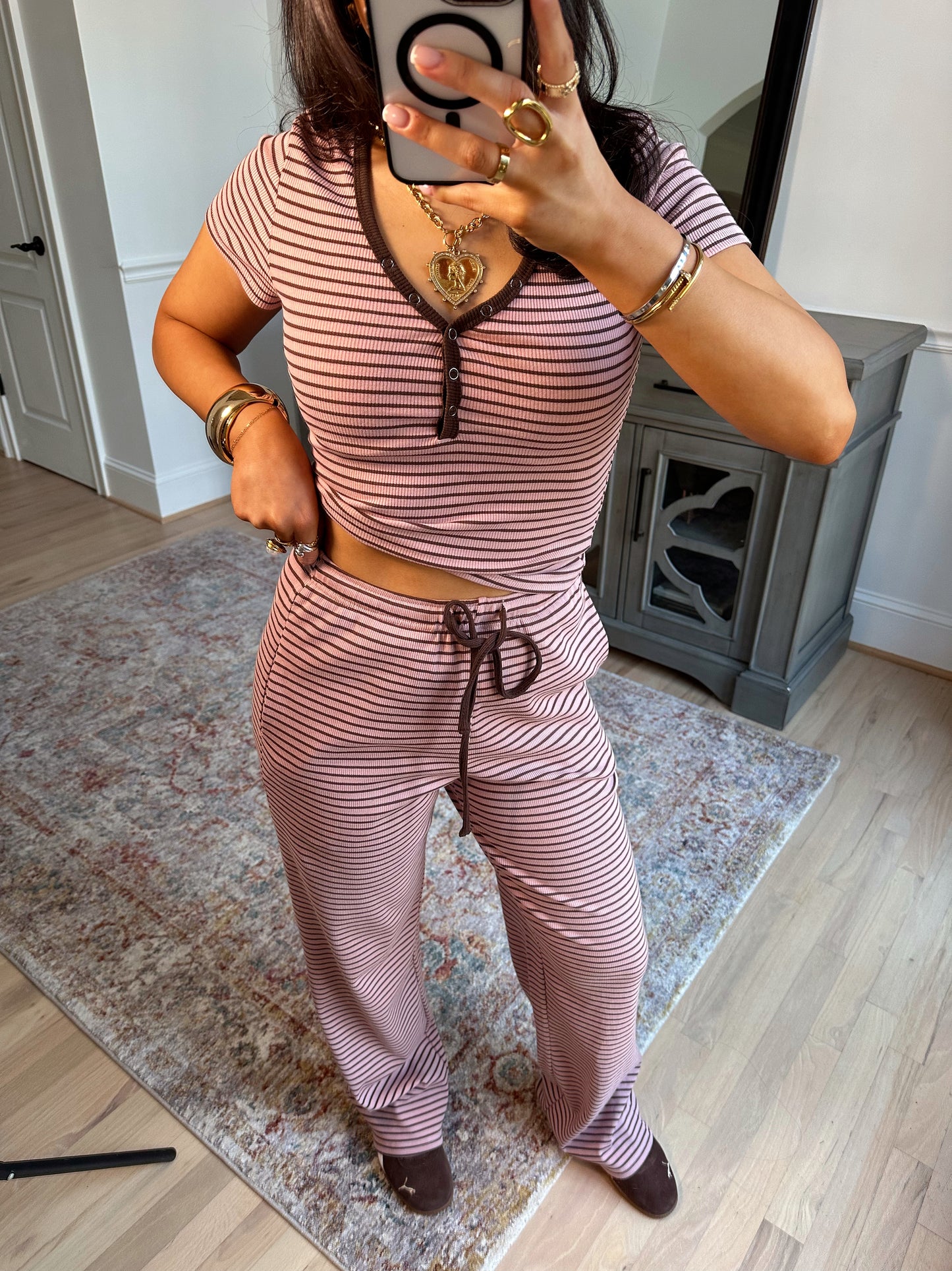 Cocoa Blush Striped Set