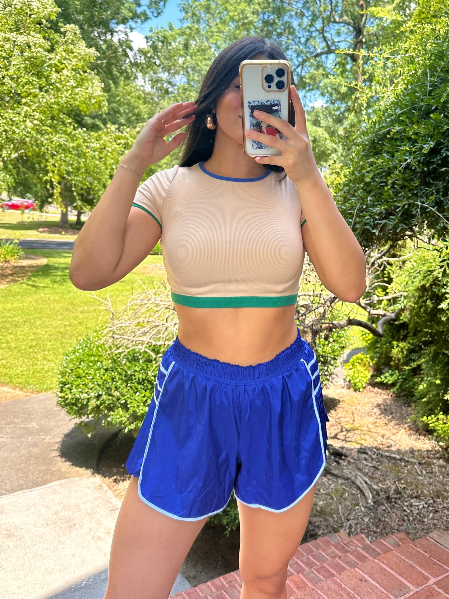 Royal Blue & Baby Blue Side Ruffle Shorts