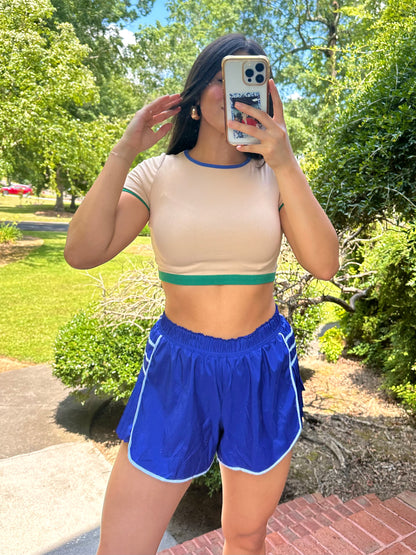 Royal Blue & Baby Blue Side Ruffle Shorts