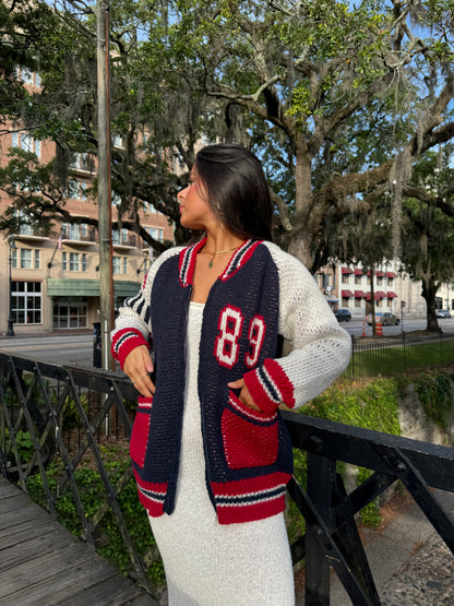 89 Varsity Knit Zip Up Jacket