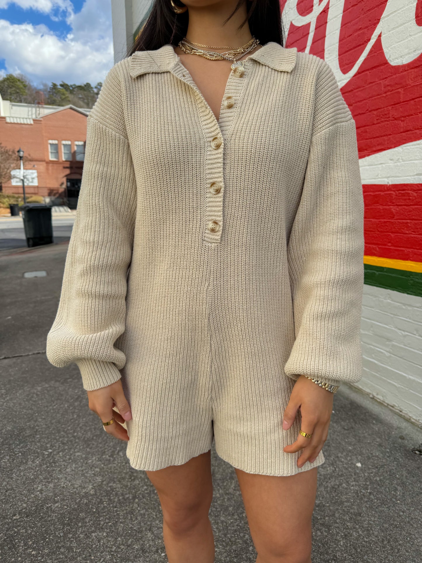 Latte Knit Romper