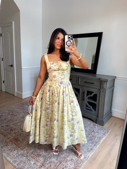 Spring Garden Bustier Midi Dress
