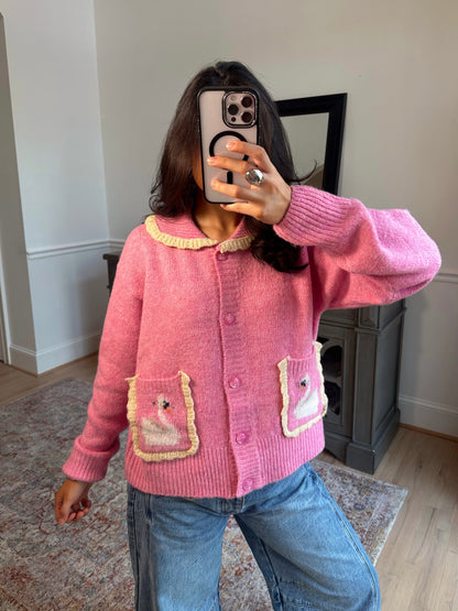 French Swan Pink Cardigan