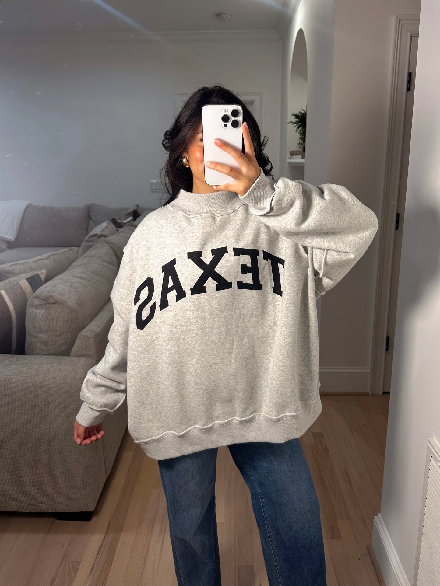 TX Reversible Oversized Mockneck Sweatshirt