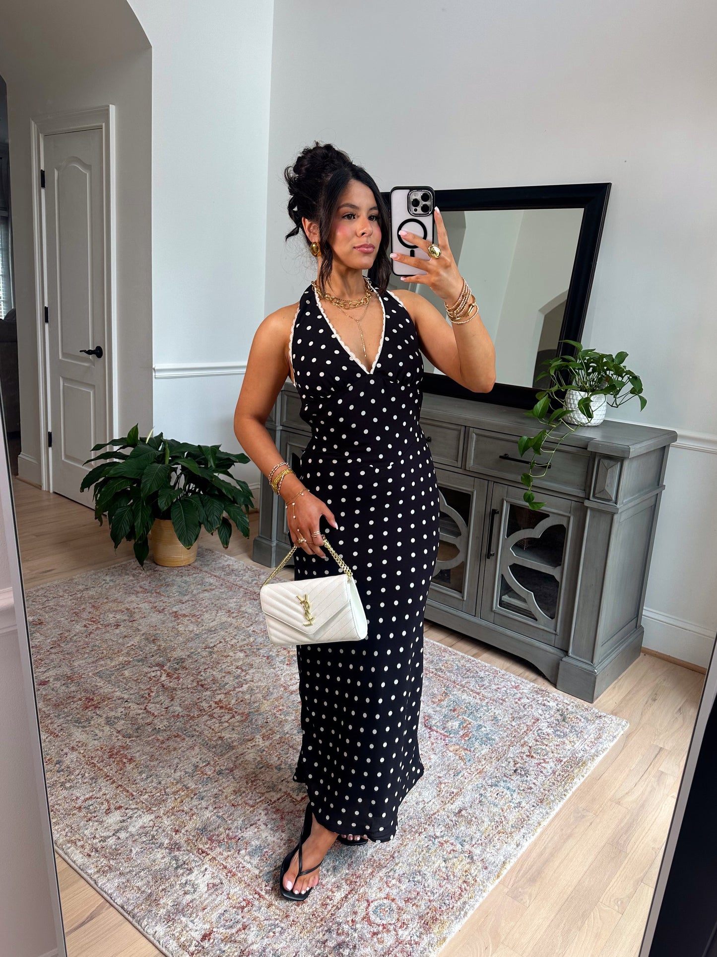 Rosé Hour Polka Dot Halter Dress
