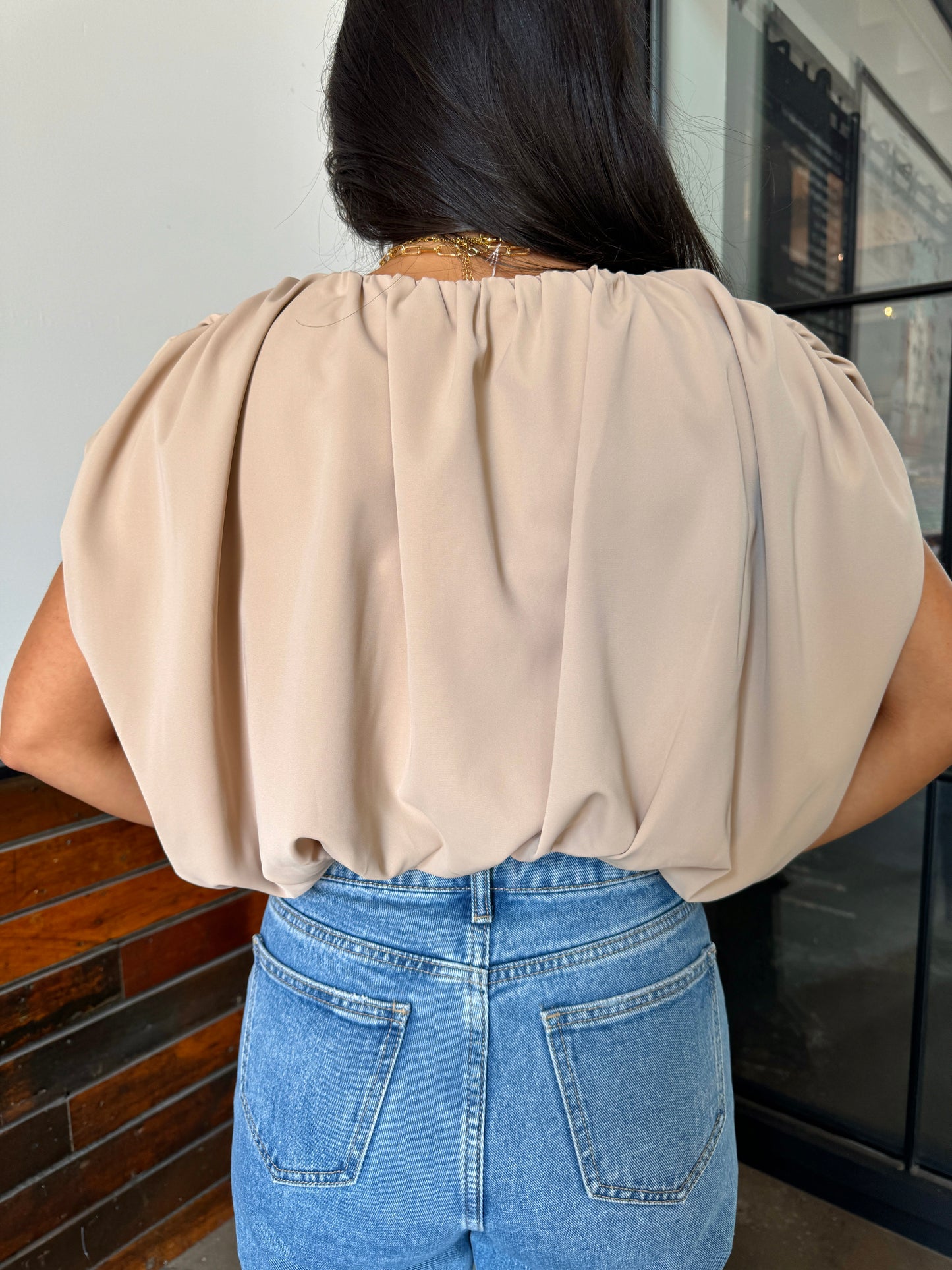 Tan Ruched Top