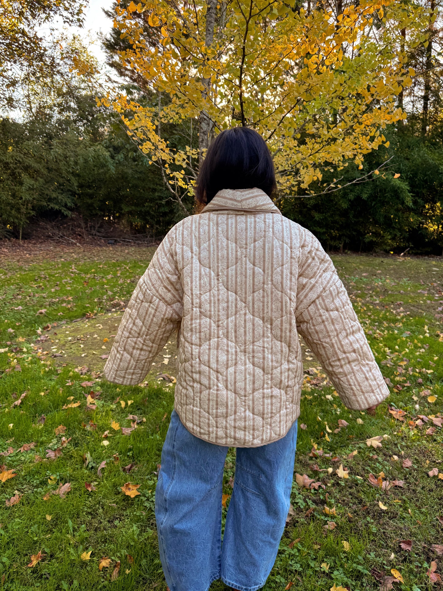 Leaves Are Falling Puff Quilted Jacket