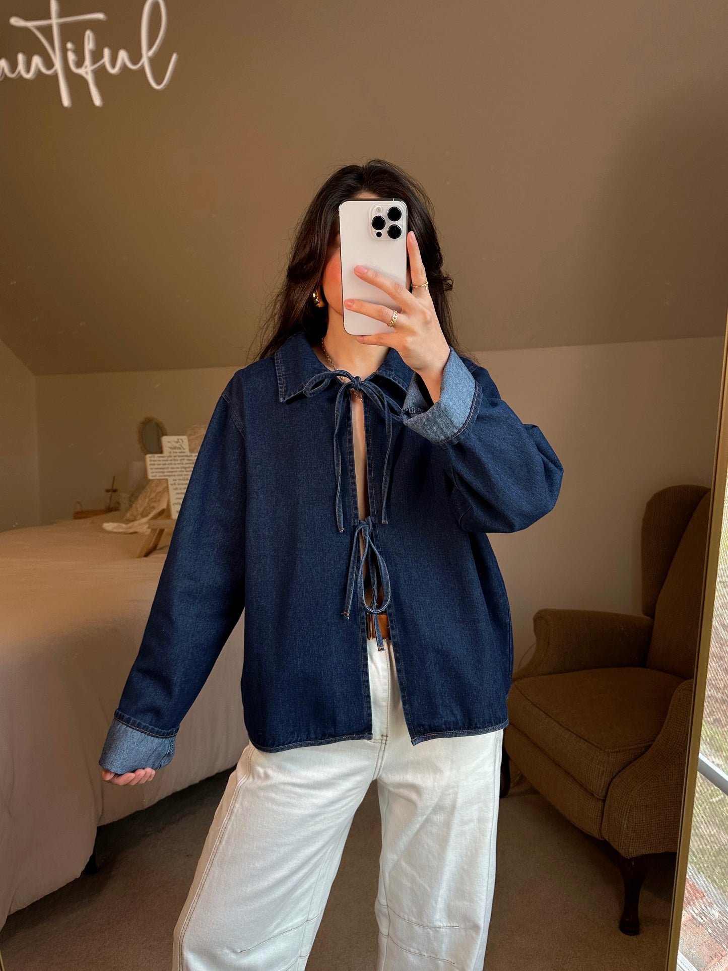 Dark Denim Front Tie Top