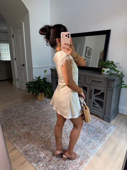 Clara Satin Lace Mini Dress