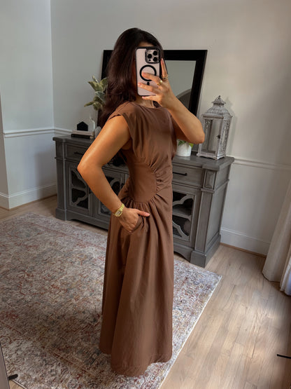 Mocha Pleated Dress