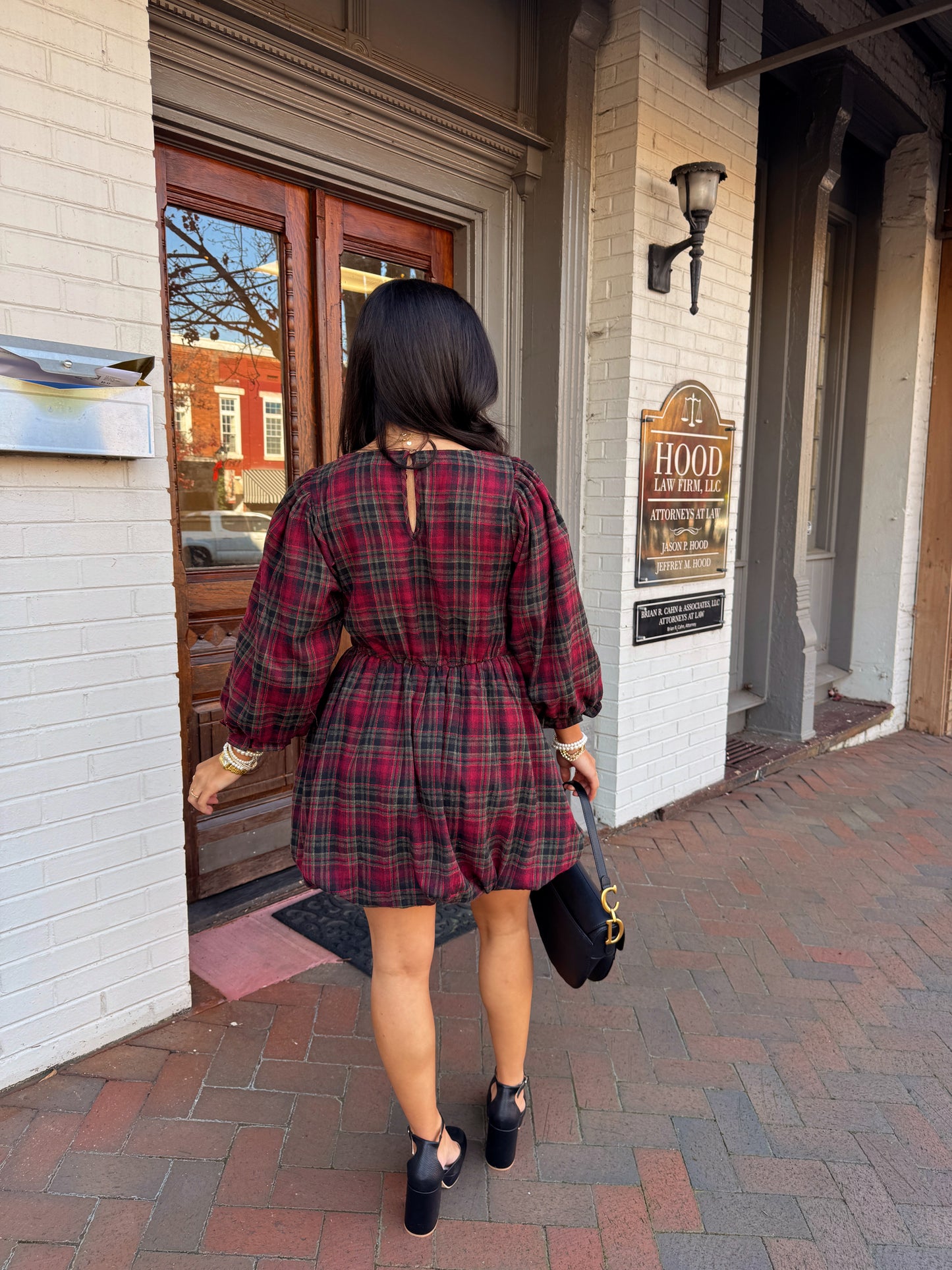 The Blackberry Lace Plaid Mini Dress