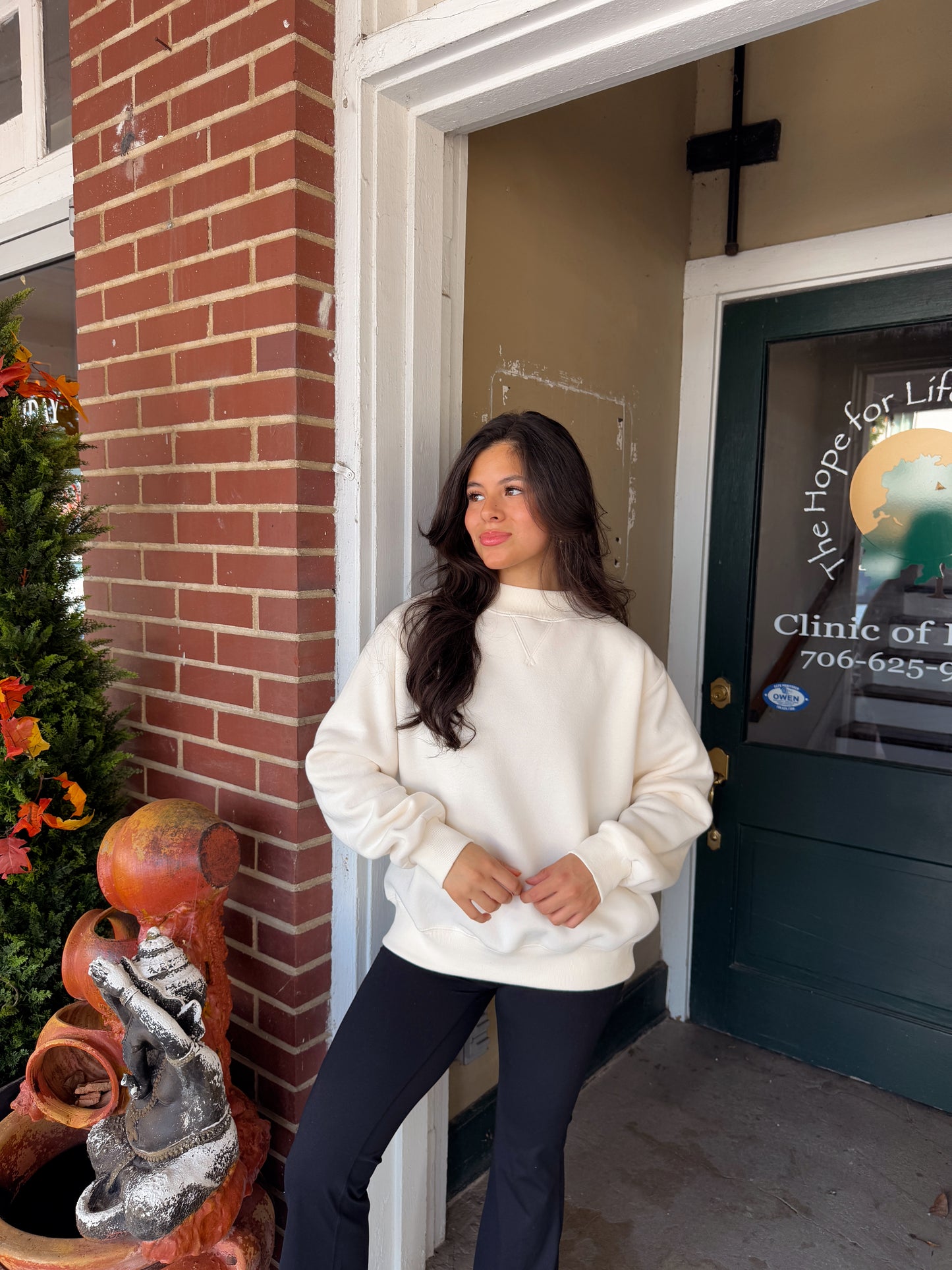 Cream Mockneck Sweatshirt