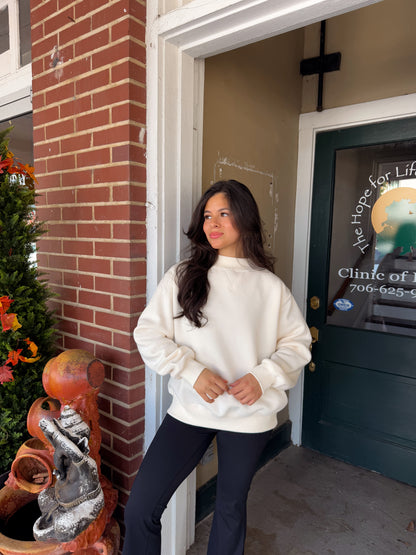 Cream Mockneck Sweatshirt