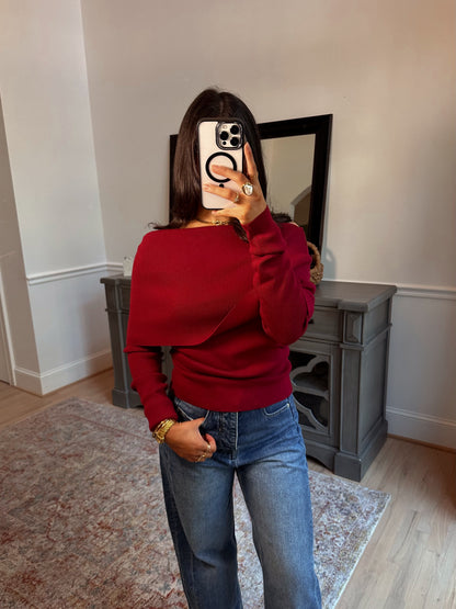 Apple Orchard Burgundy Knit Top