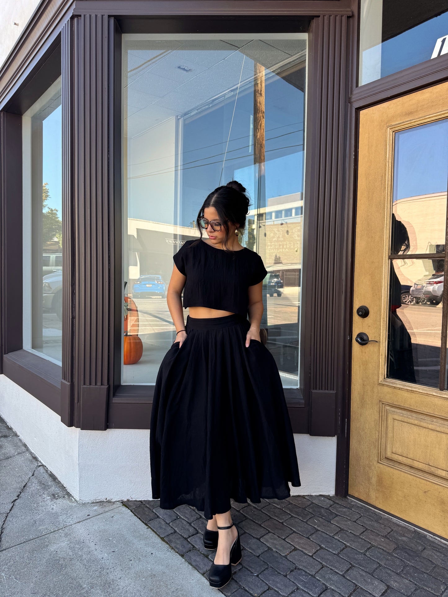 Black Top & Skirt Set