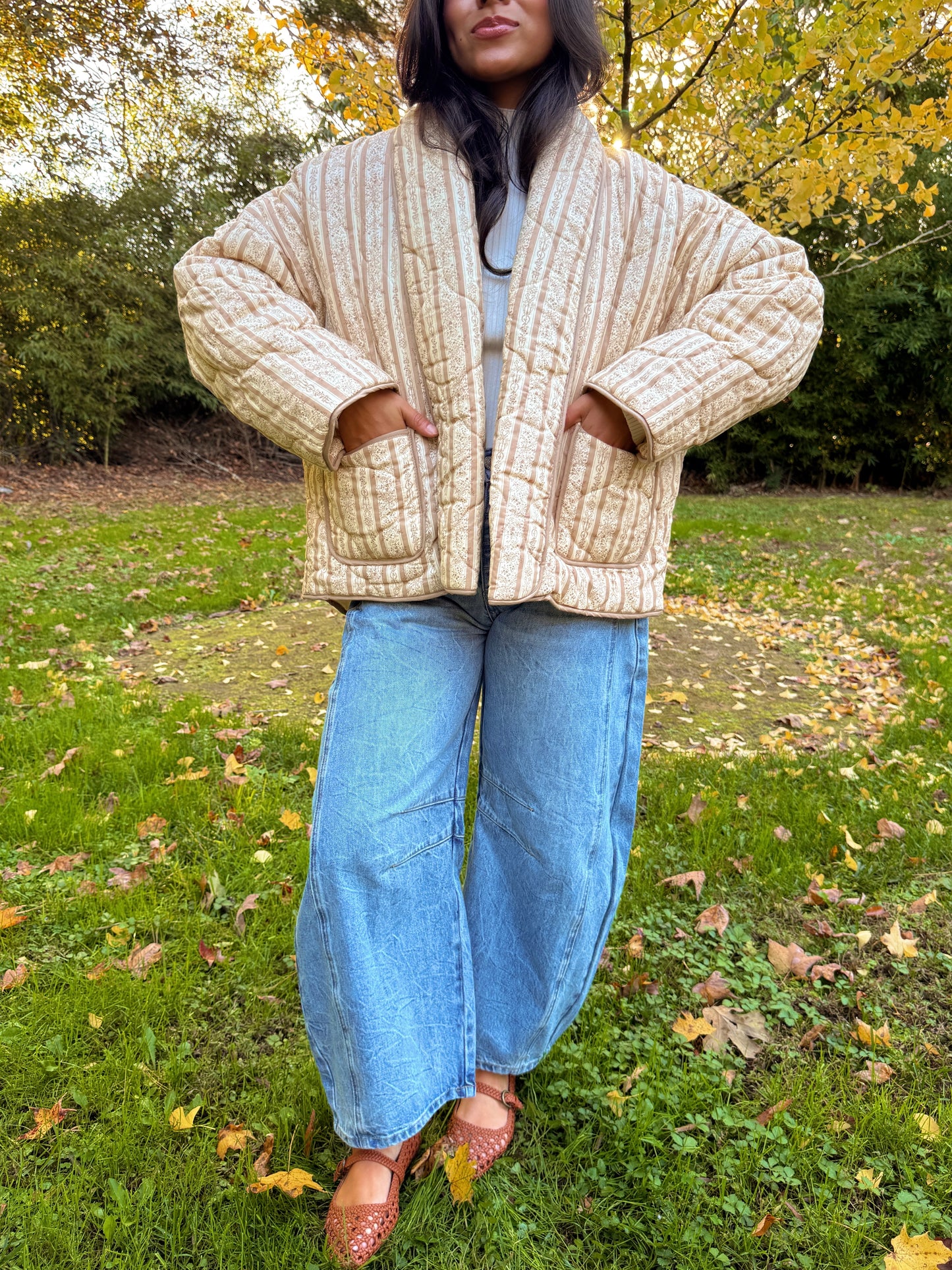 Leaves Are Falling Puff Quilted Jacket