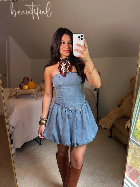 Denim Mini Bubble Dress