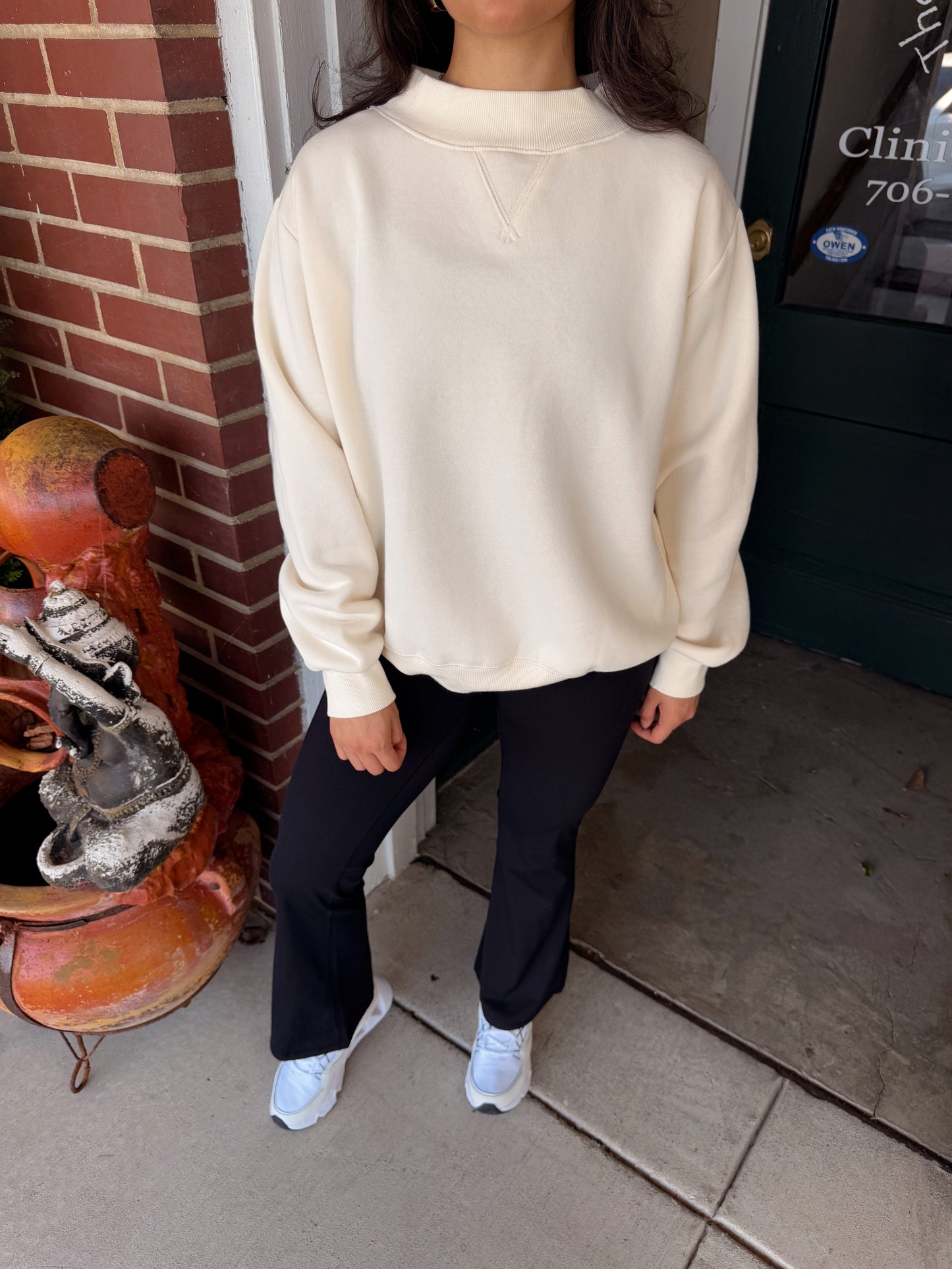 Cream Mockneck Sweatshirt