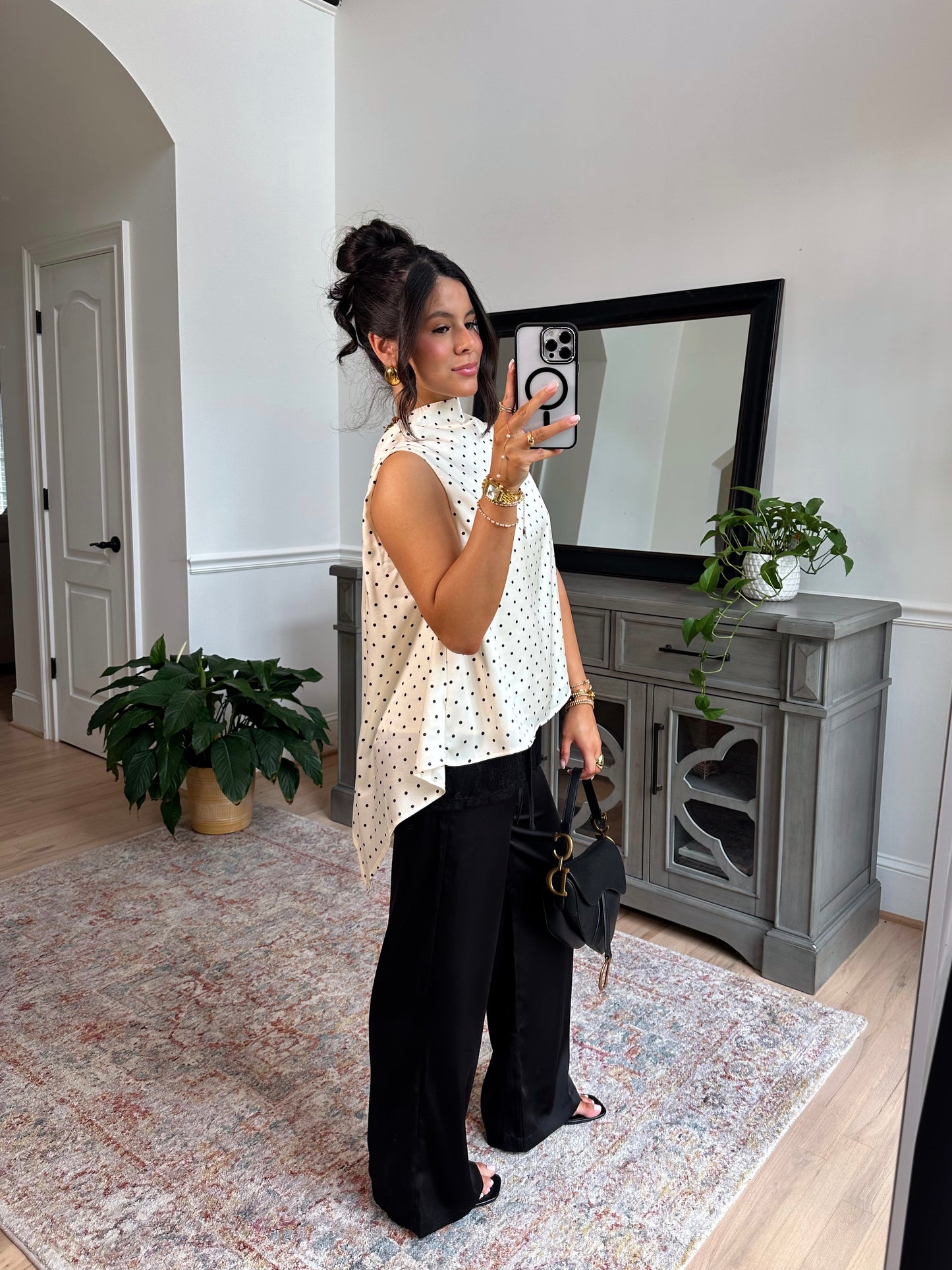 Evening Allure Polka Dot Blouse