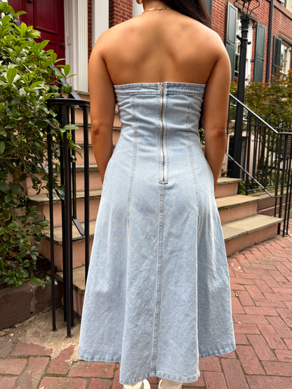 Denim Fit & Flare Tube Dress