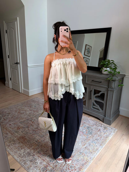 Coconut Lace Ruffle Top