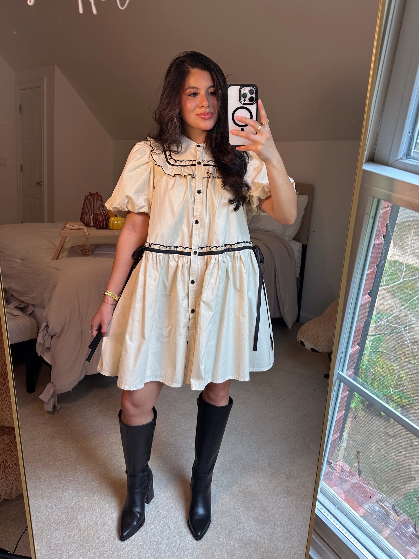 Cottage Chic Cream & Black Dress