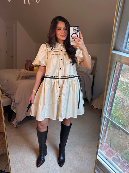 Cottage Chic Cream & Black Dress