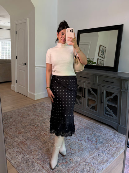 Parisian Polka Dot Satin Lace Skirt