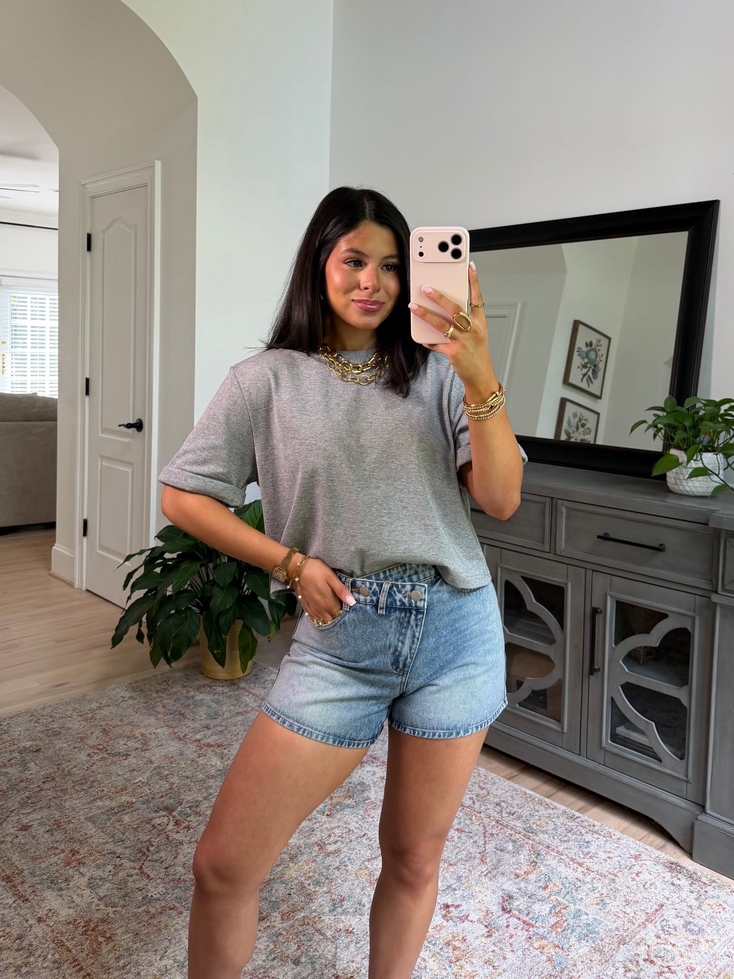 Denim Crossover Shorts