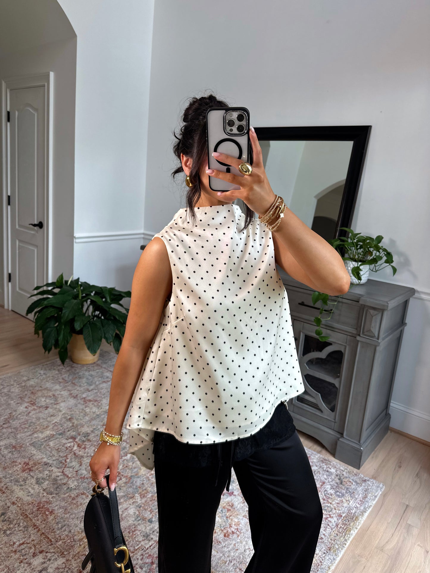 Evening Allure Polka Dot Blouse