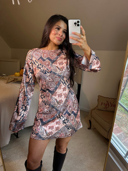 Paisley Open Back Dress