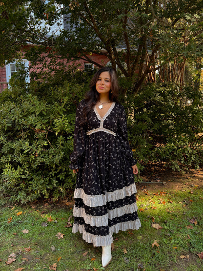 Midnight Garden Midi Dress