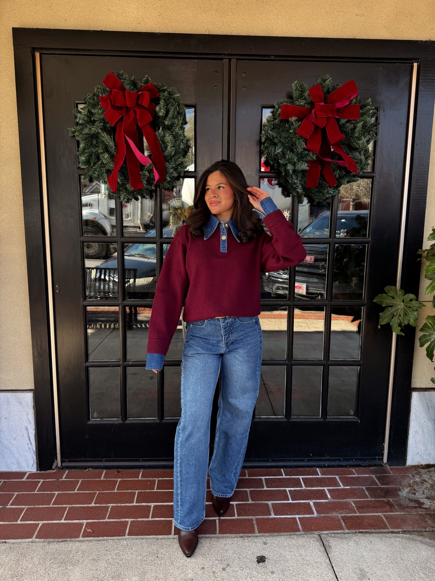 Burgundy Couture Polo Denim Knit