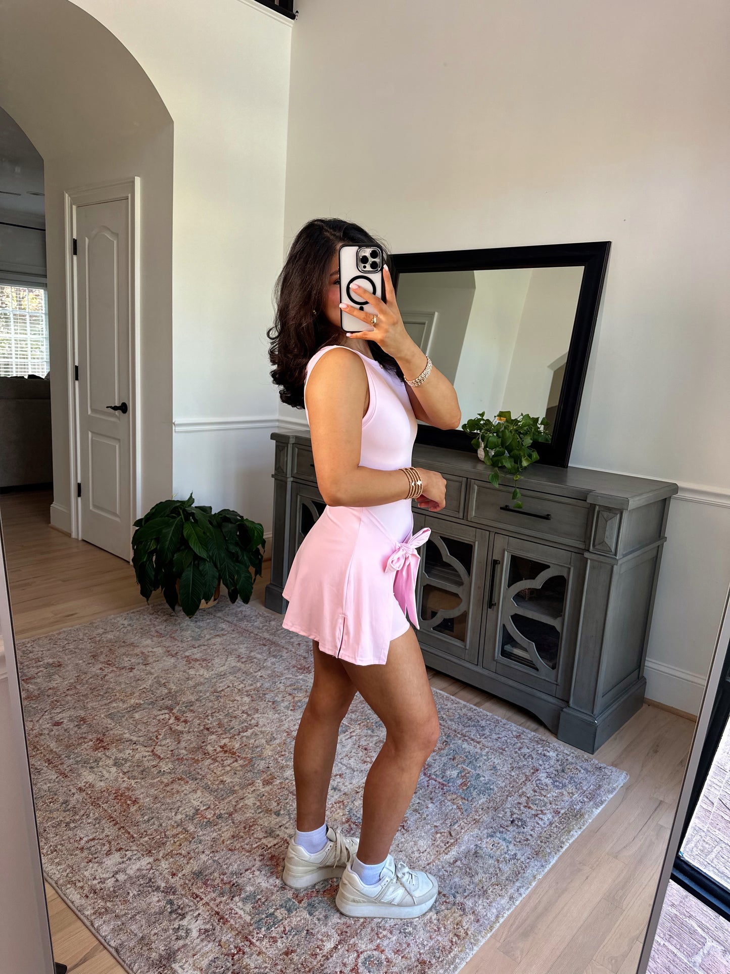 Baby Pink Active Romper Wrap Dress