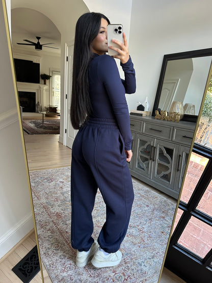 Navy Bodysuit & Jogger Pants Set